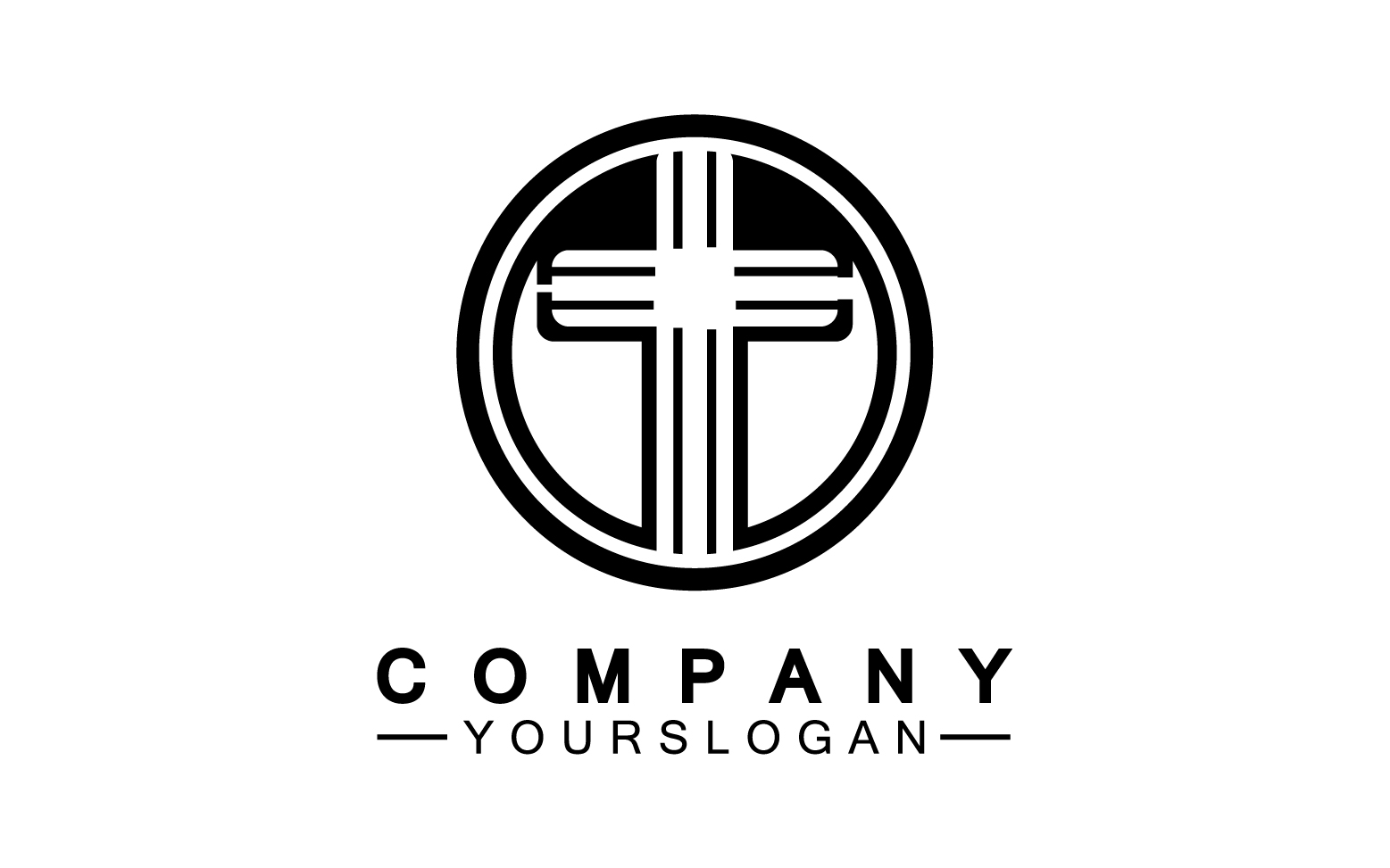 Christian cross icon logo vector v40
