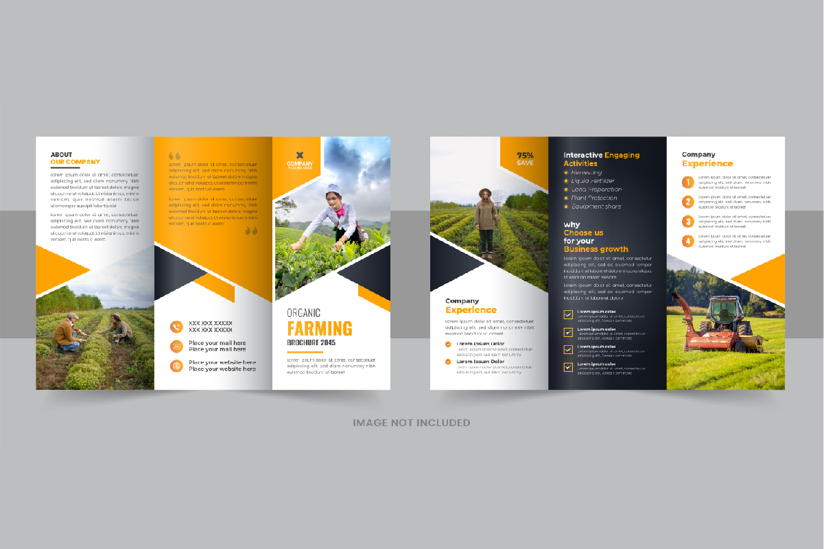 Lawn care trifold brochure or Agro tri fold brochure template design layout