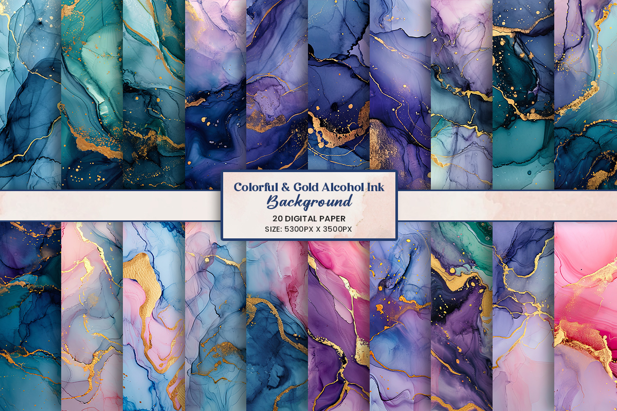 Watercolor gold marble alcohol ink texture and luxury gold glitter background