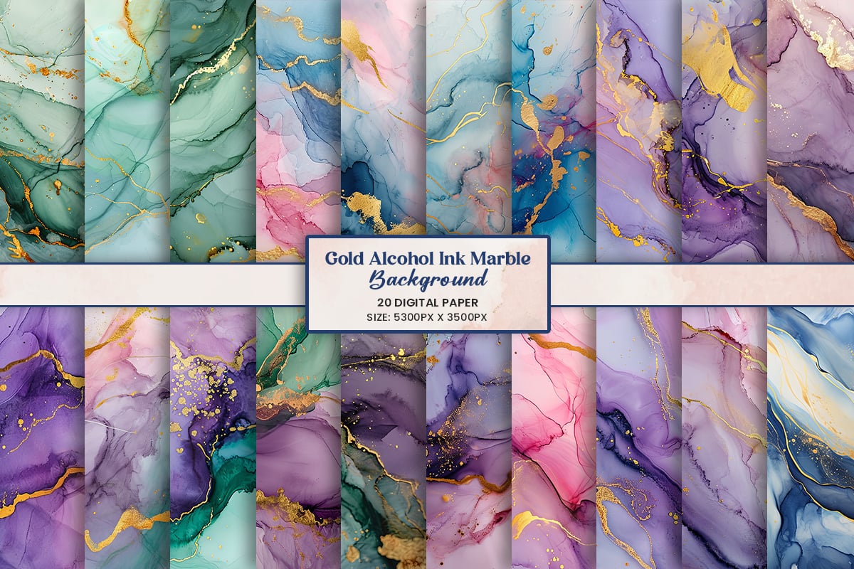 Watercolor marble alcohol ink texture and luxury gold glitter background