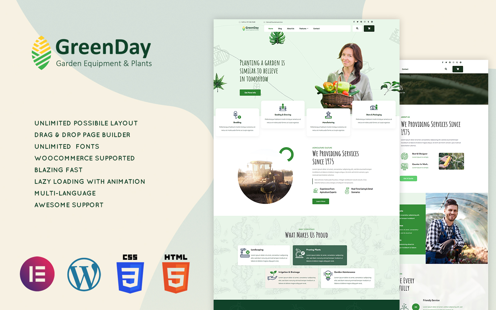 Greenday - Agriculture & Gardening WordPress Theme
