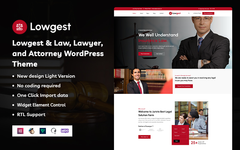 Lowgest - Law, Lawyer, and Attorney WordPress Theme