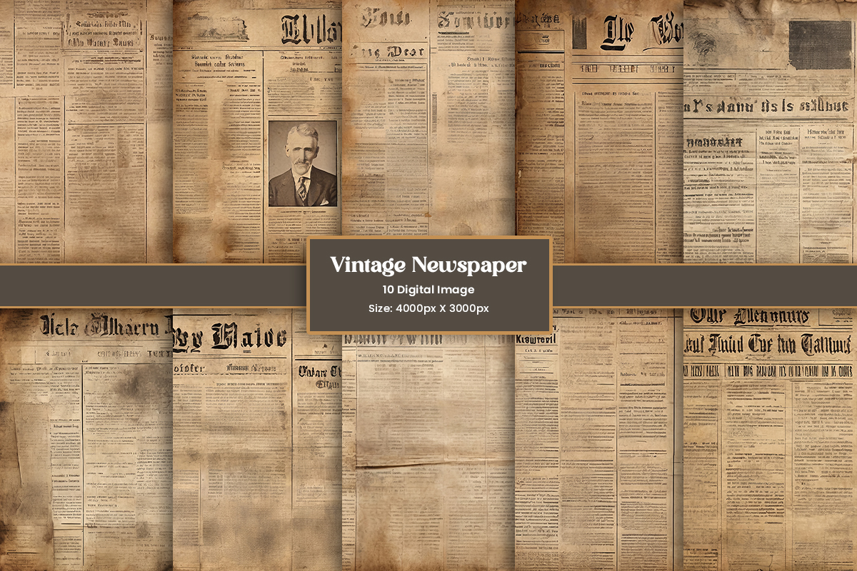 Vintage antique newspaper texture background, Old brown parchment antique paper sheet.