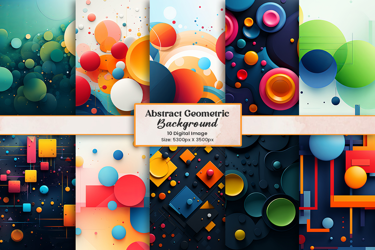 Abstract background with geometric shapes, Colorful circle geometric digital paper