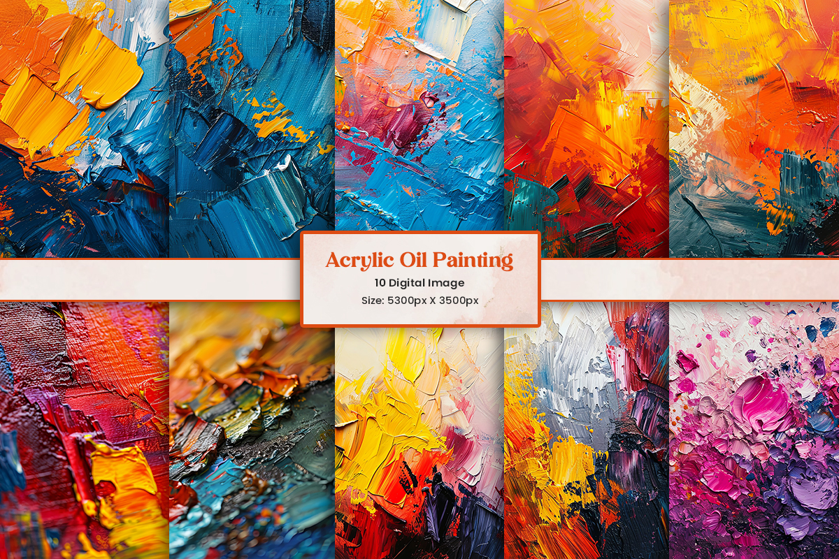 Abstract colorful acrylic oil painting on canvas or watercolor ink paint brush strokes background