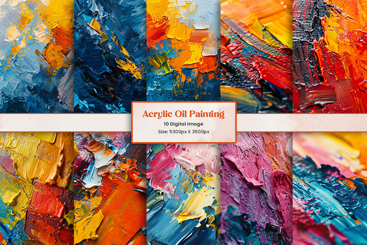 Abstract colorful acrylic oil painting or watercolor ink paint brush strokes background