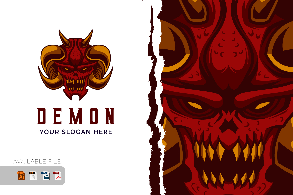 Angry Demon Head Logo Vector Mascot template