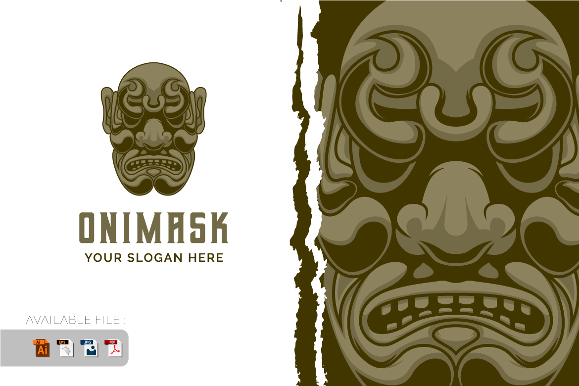 Hanya Mask Face Samurai Warrior Logo Vintage vector illustration