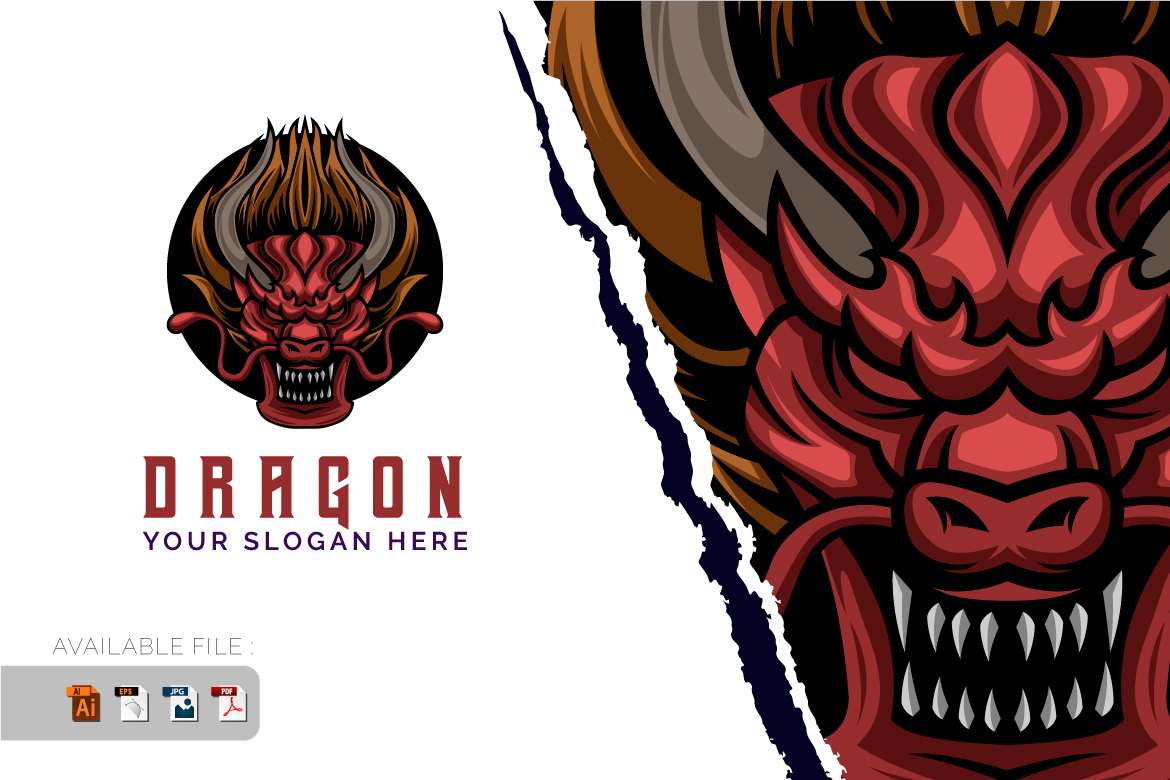 Dragon Angry Head Logo Design Vector Mascot template