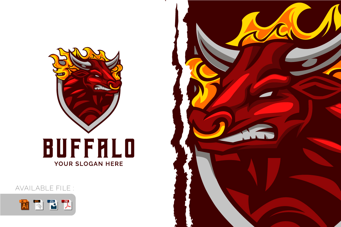 Angry Bull Buffalo Logo Vector Mascot template
