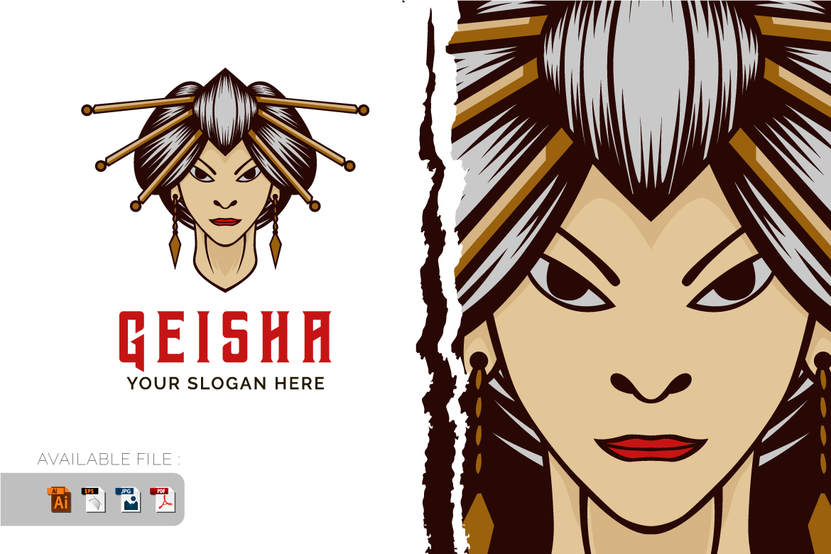 Geisha Logo. Geisha Mascot Logo Vector Mascot template