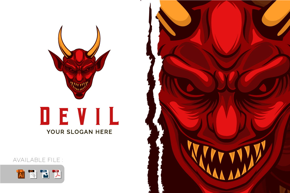 Devil Logo. Devil Demon Mascot Logo Vector Design Template