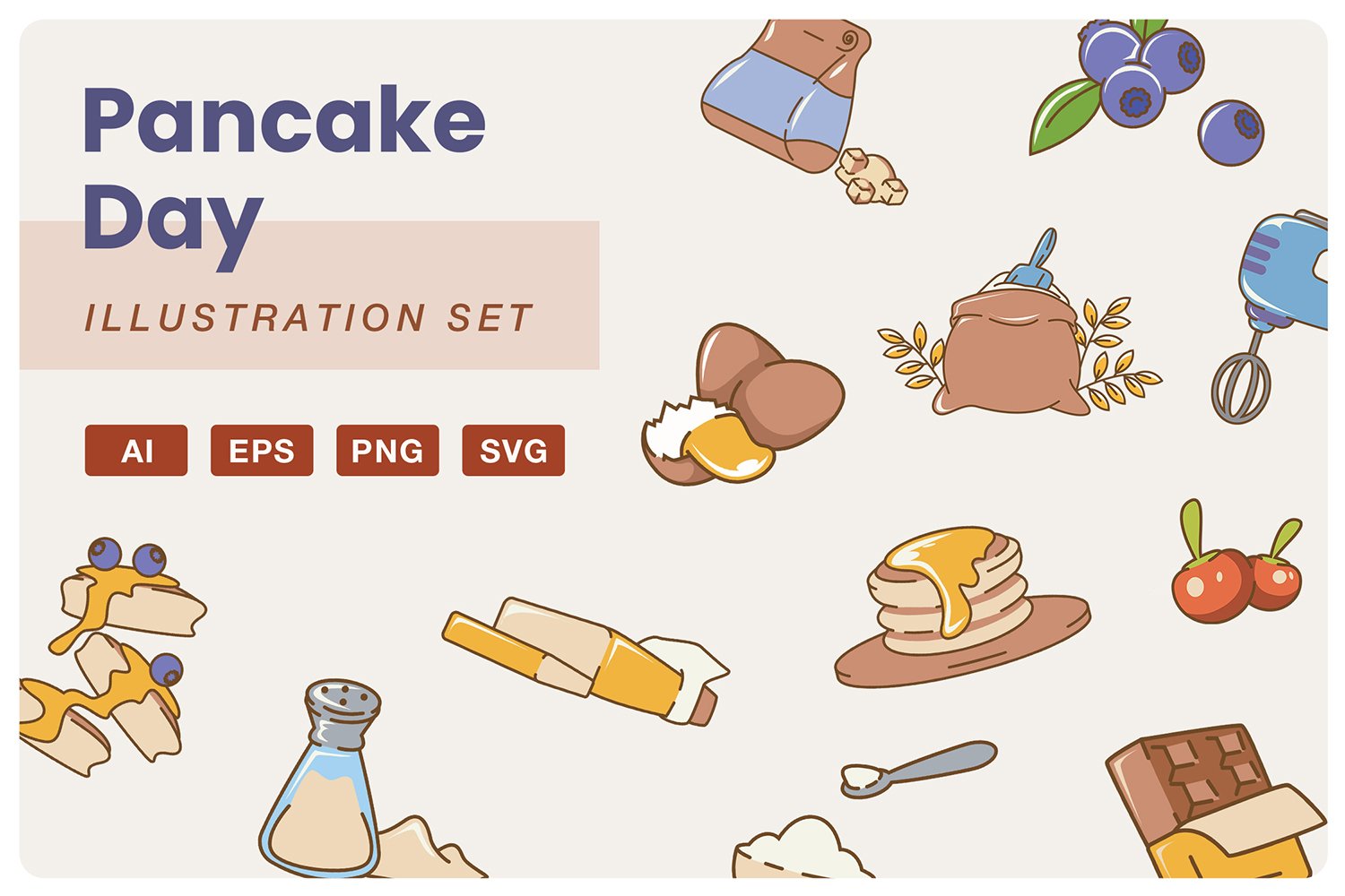 Pancake Day Handdrawn Element Set