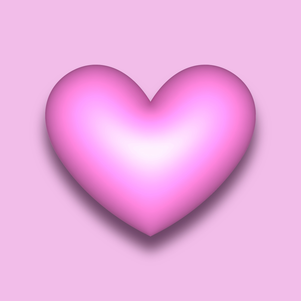 Light pink vector 3D heart with a shadow
