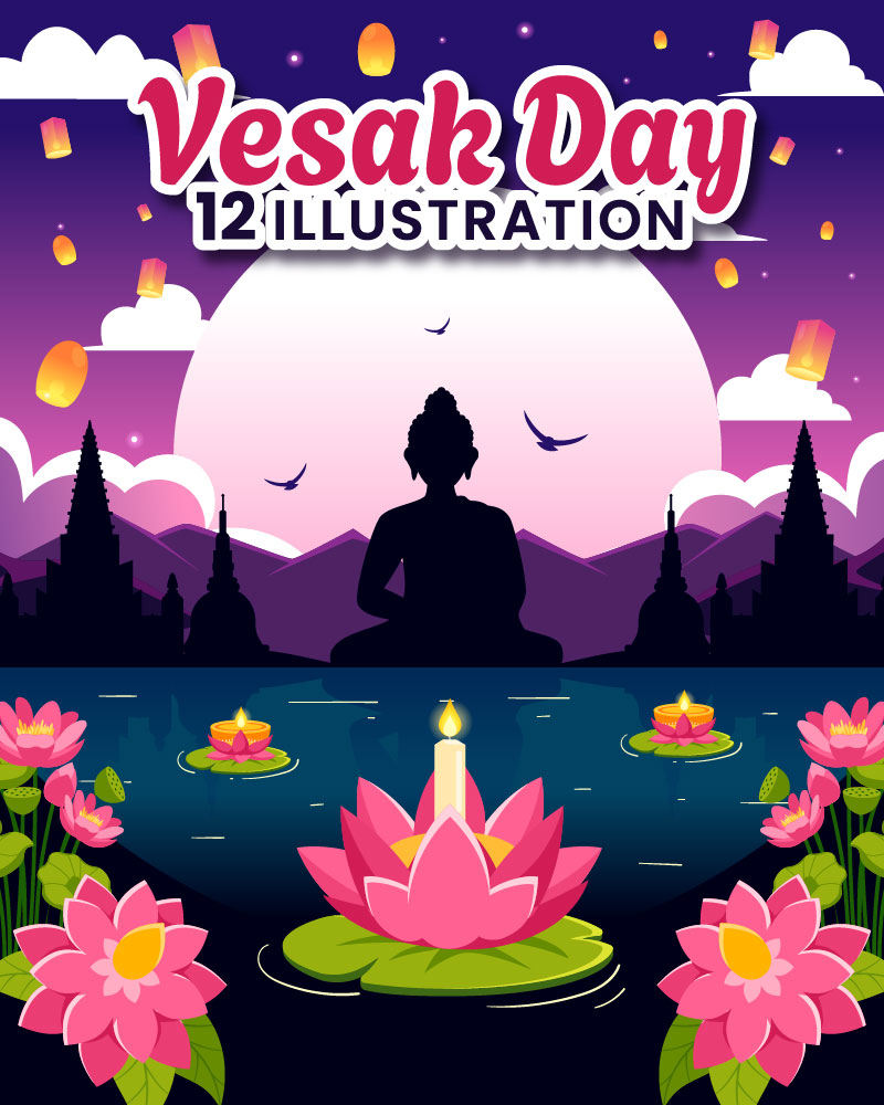 12 Vesak Day Celebration Illustration