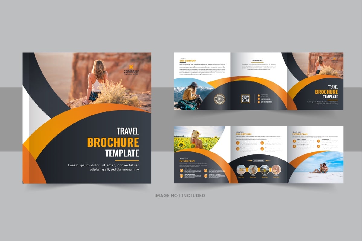 Travel Square Trifold Brochure or Square Trifold Brochure design layout