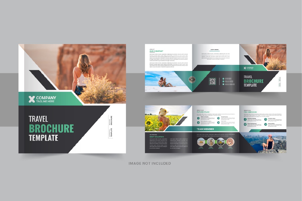 Travel Square Trifold Brochure or Square Trifold Brochure template layout