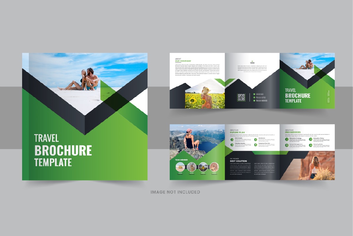 Travel Square Trifold Brochure or Square Trifold Brochure design template layout