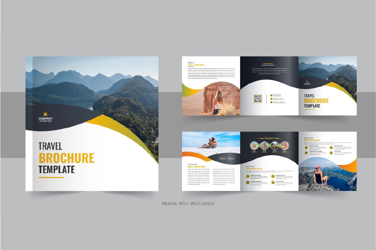 Travel Square Trifold Brochure or Square Trifold Brochure template design layout