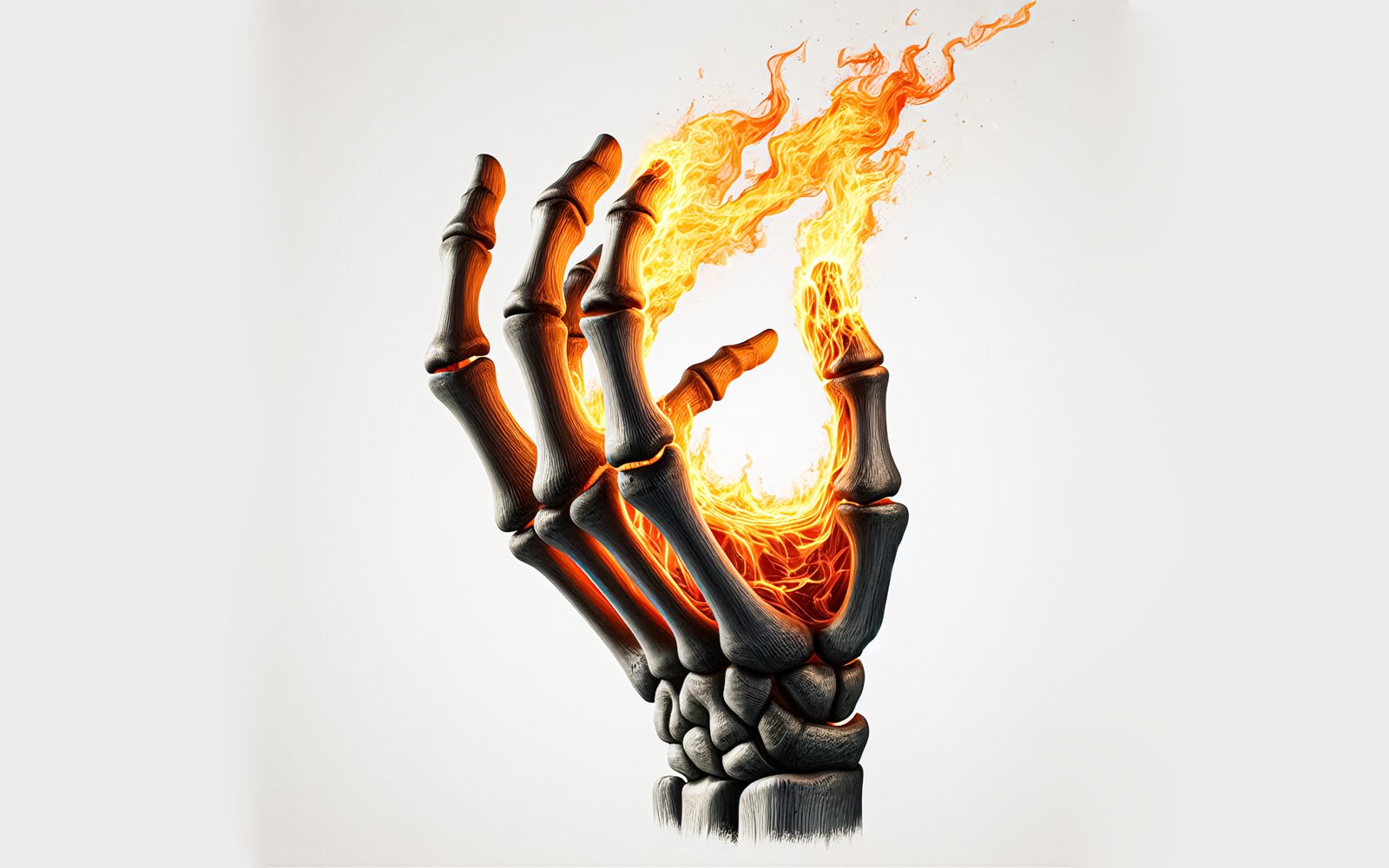 Skeleton Hand With Fire High Quality Illustration