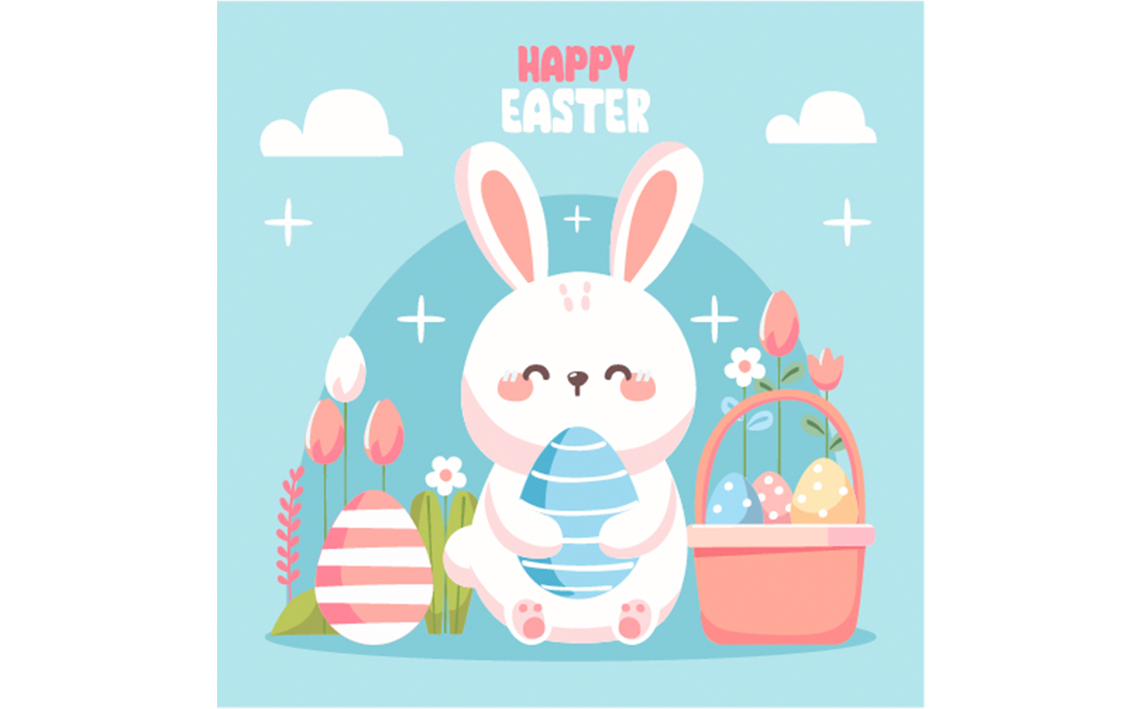 Happy Easter Day with Eggs Illustration