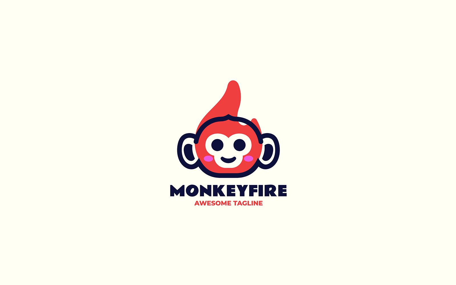 Monkey Fire Mascot Cartoon Logo
