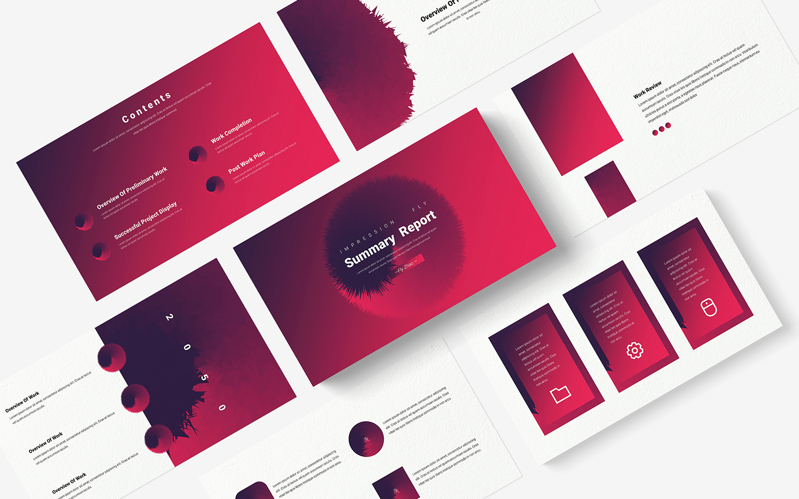 Red Creative Company Summary Report PowerPoint Template