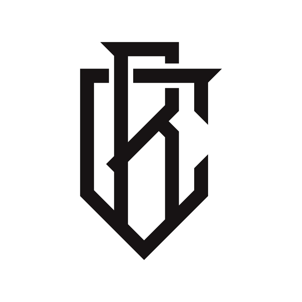 A monogram logo from interwoven B and C black letters in the gothic style, an other variation