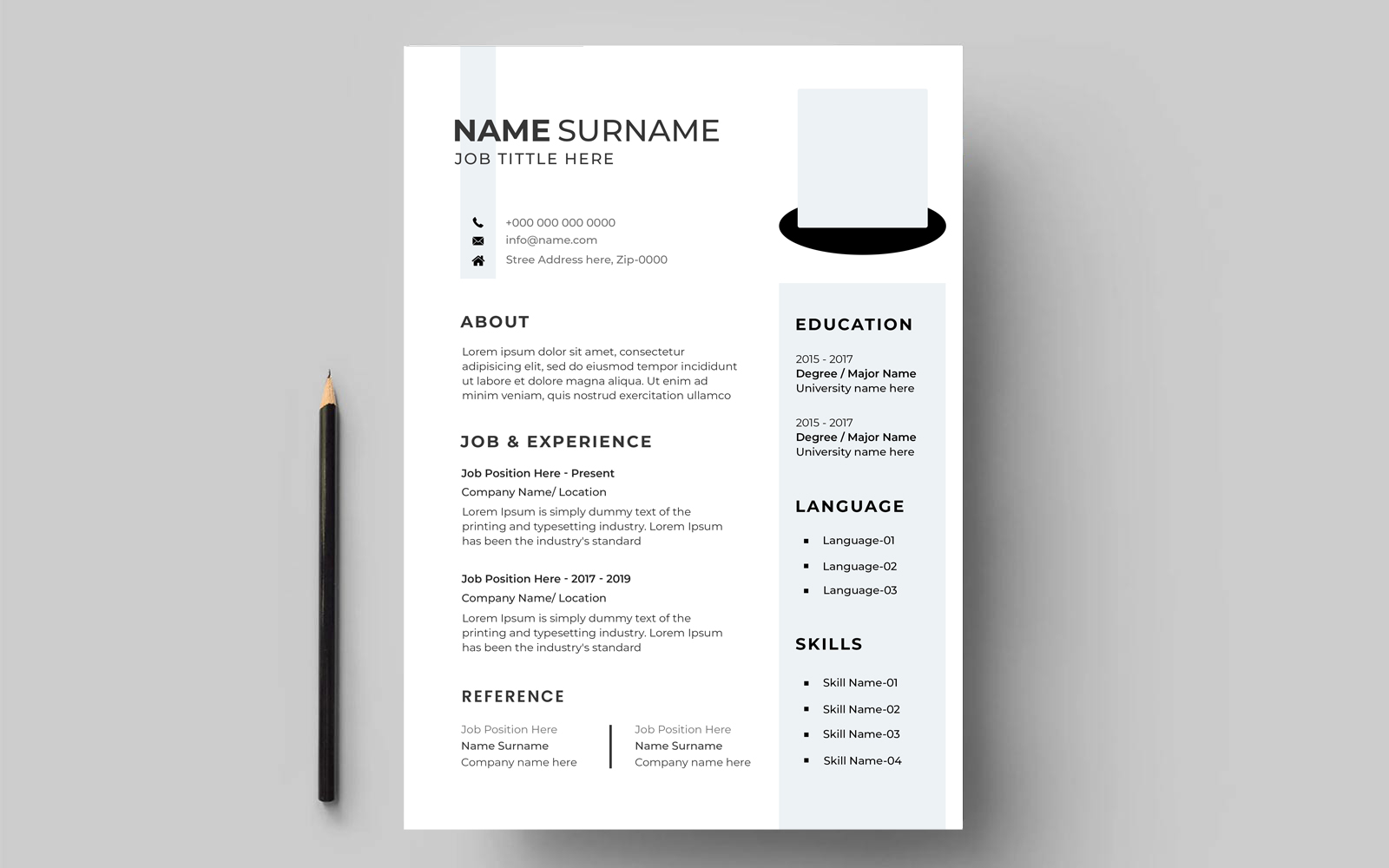 Black and white Creative Resume and Cover Letter Layout