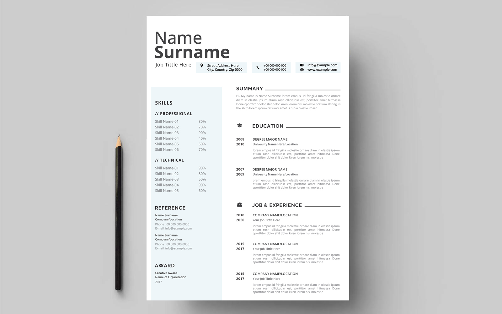 Resume or CV Template - displaying your profile