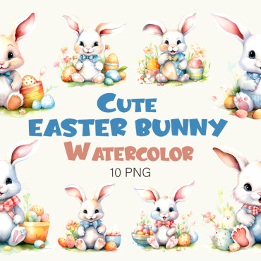 Bunny Watercolor Illustrations Templates 395379