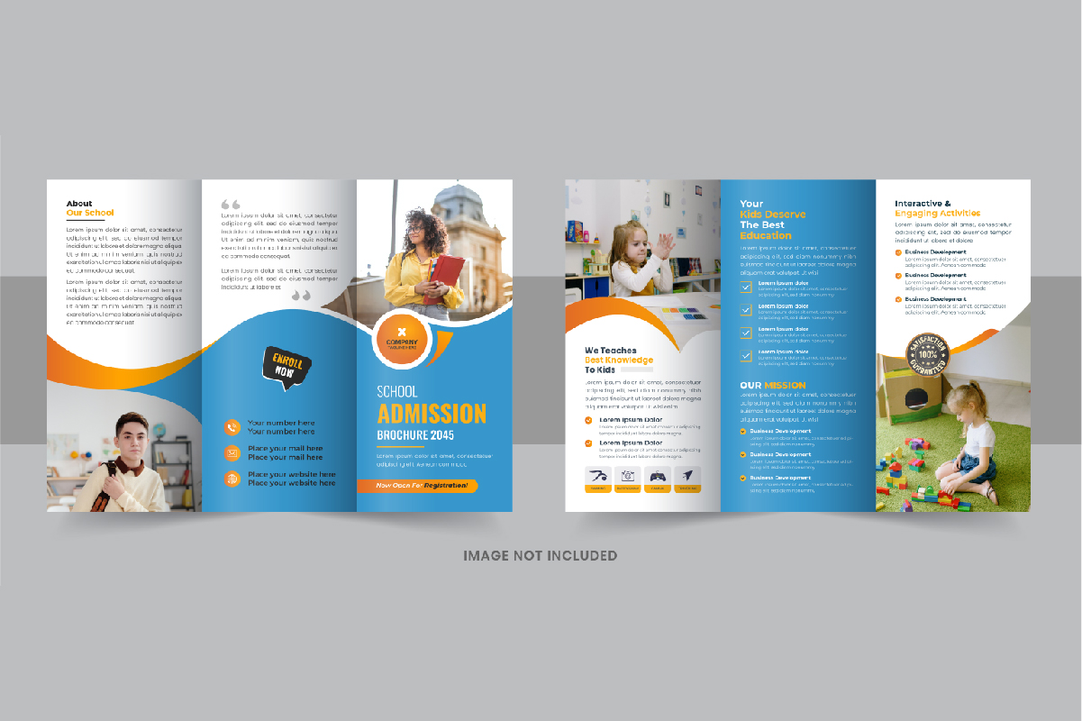 School Admission Trifold Brochure, Kids school admission trifold brochure design template