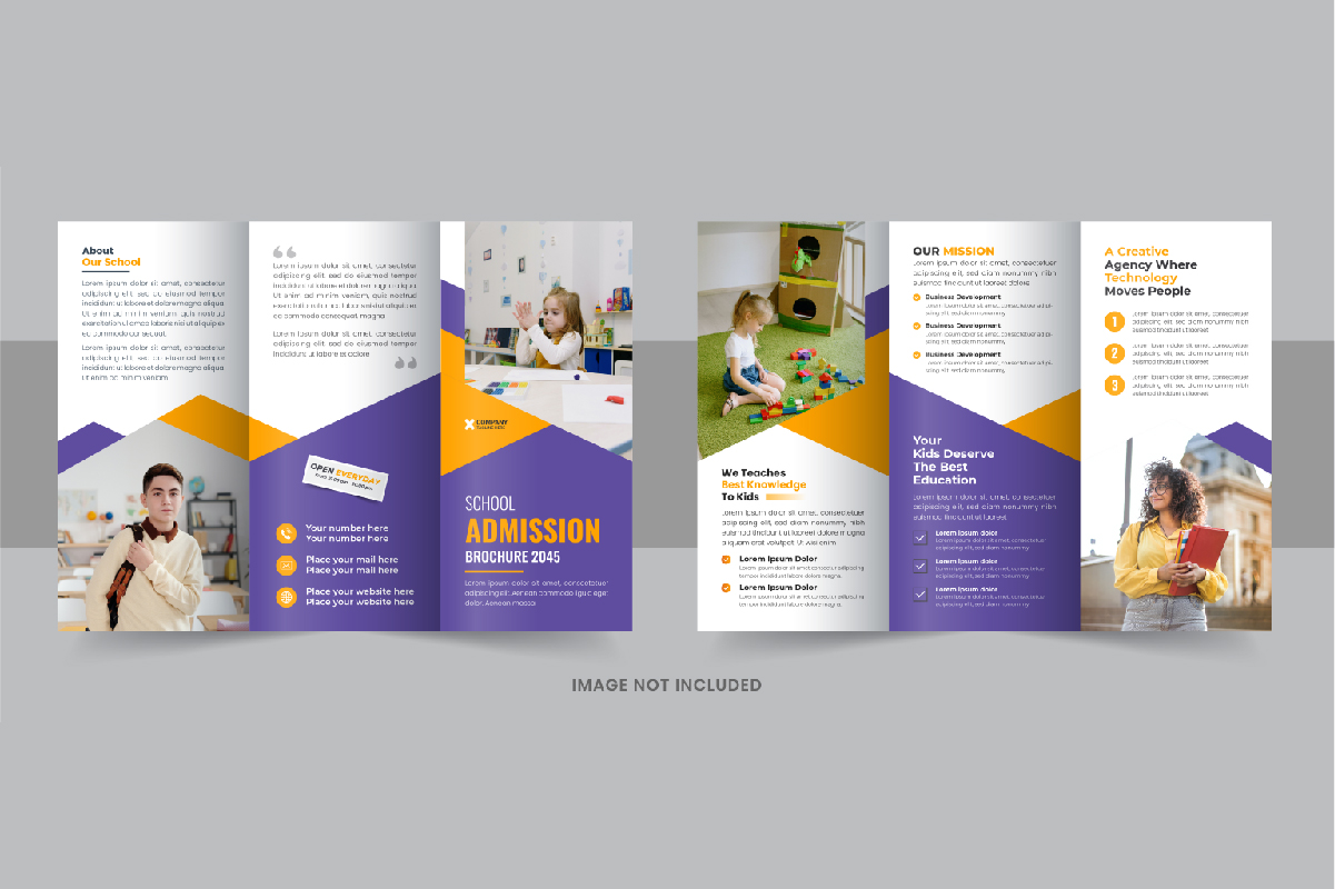 School Admission Trifold Brochure, Kids school admission trifold brochure template design