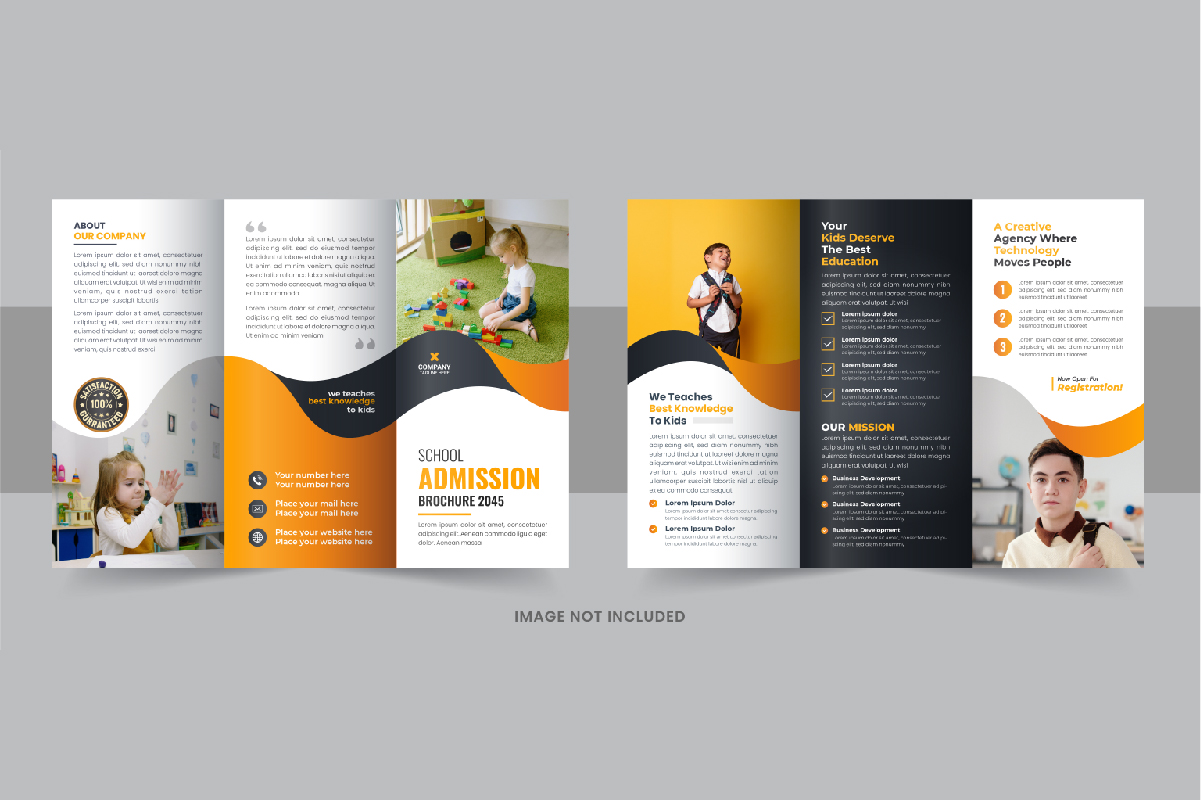 School Admission Trifold Brochure, Kids school admission trifold brochure design layout