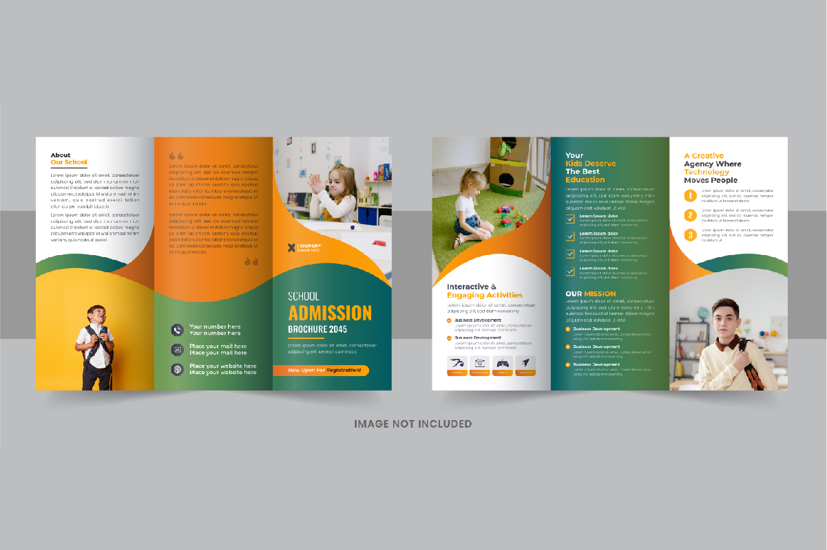 School Admission Trifold Brochure, Kids school admission trifold brochure design template layout