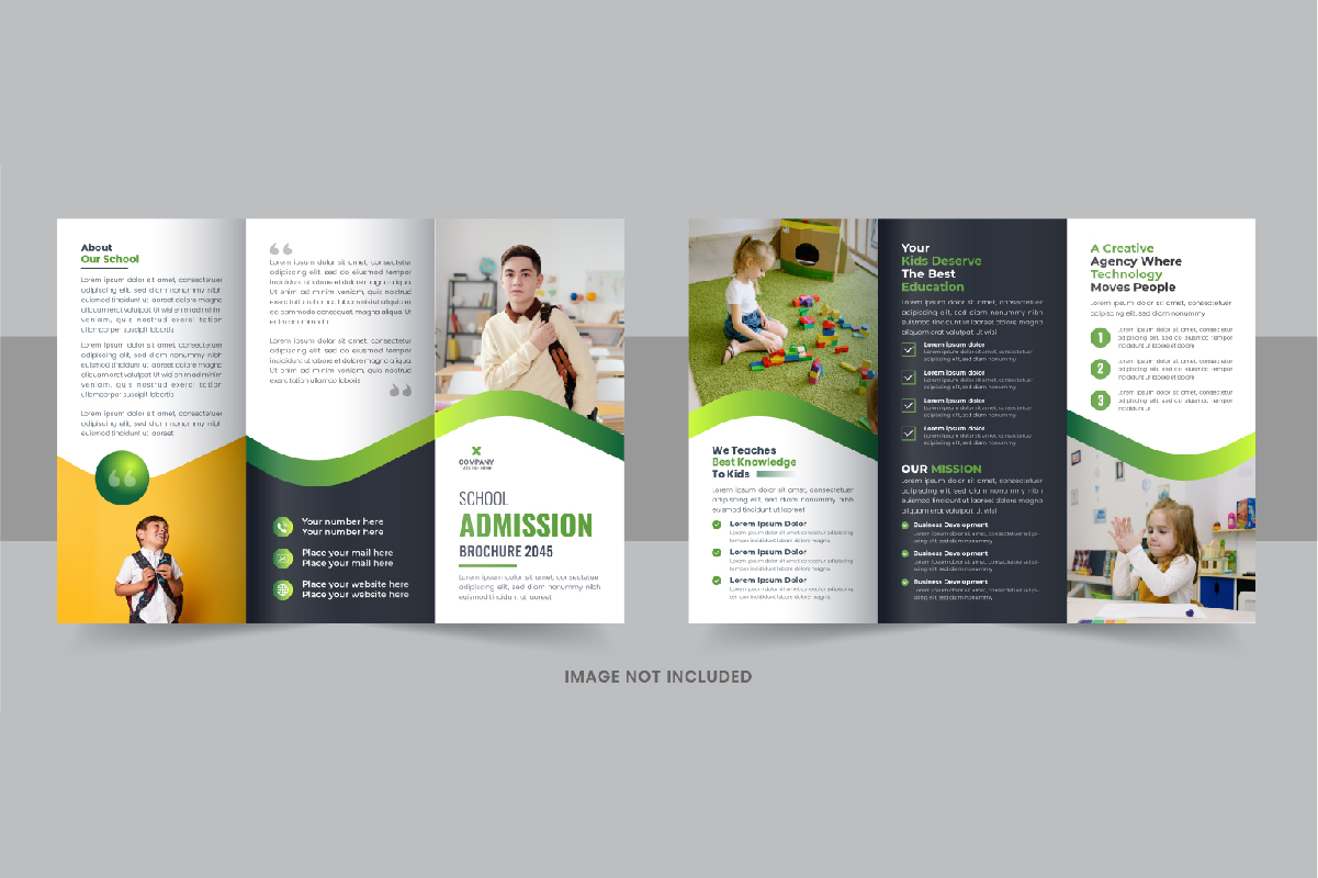 School Admission Trifold Brochure, Kids school admission trifold brochure template design layout