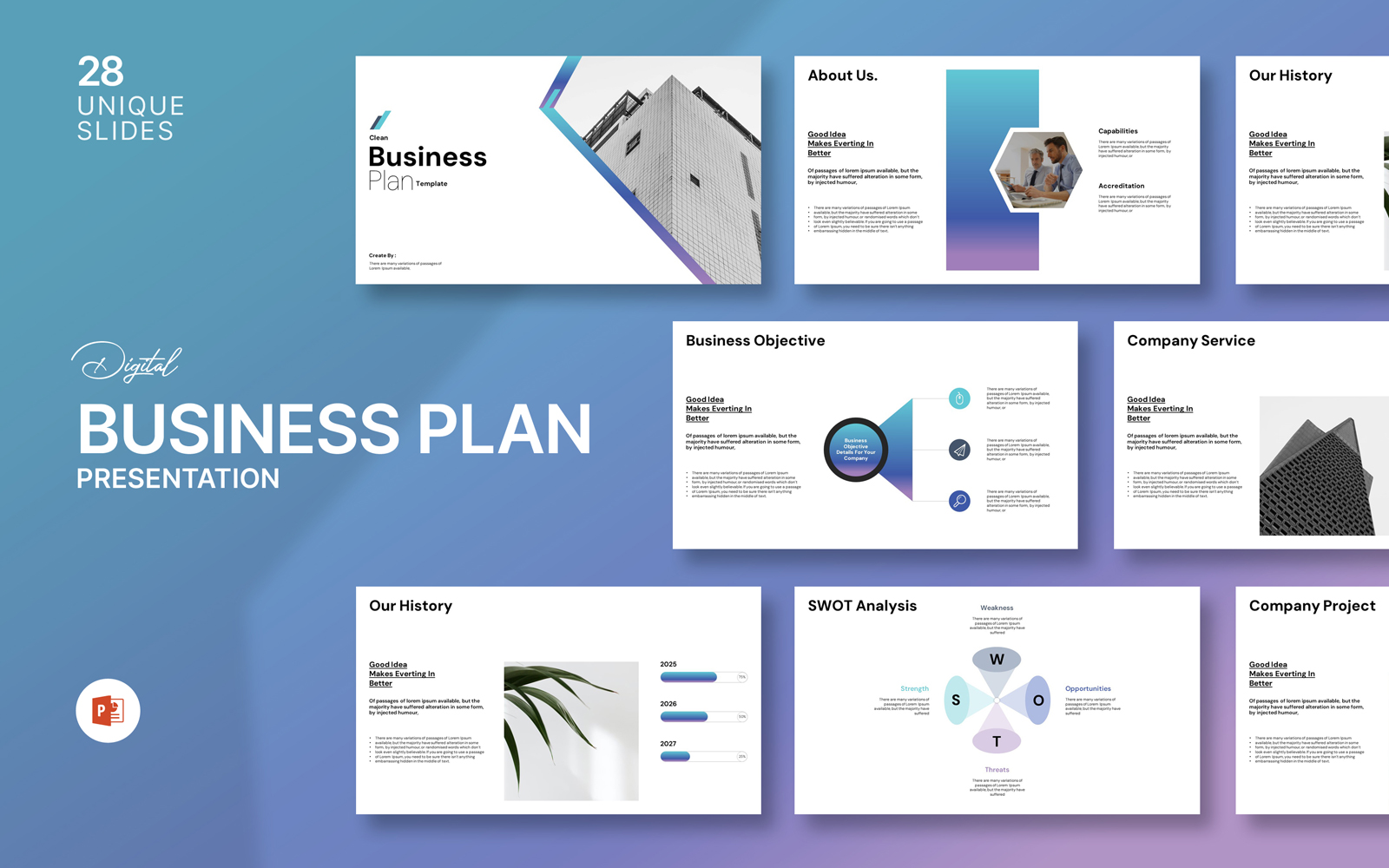 Business Plan PowerPoint Template Clean Design