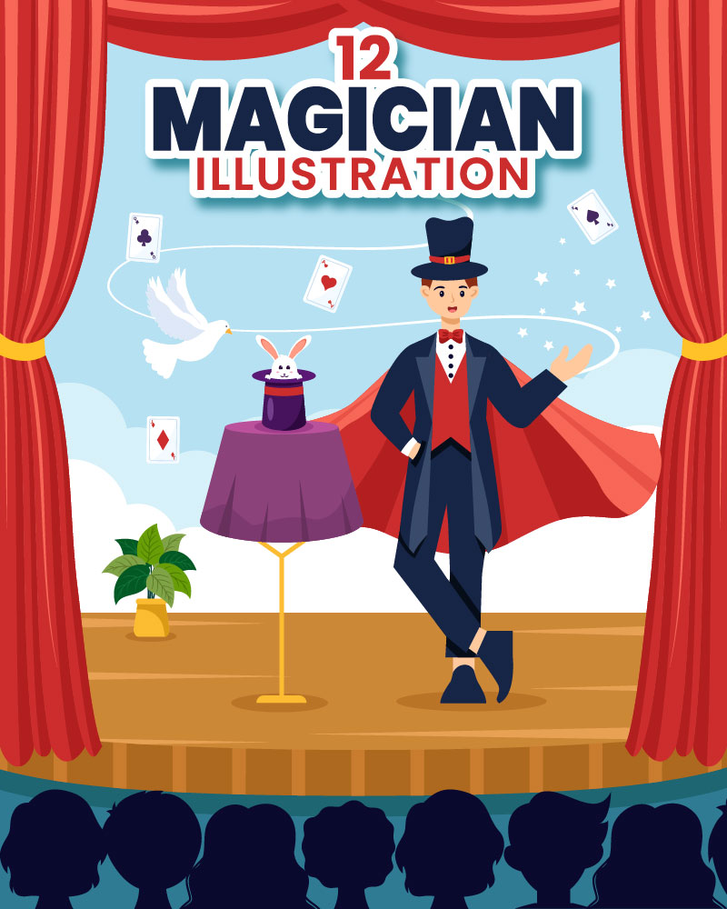 12 Magician Illusionist Illustration