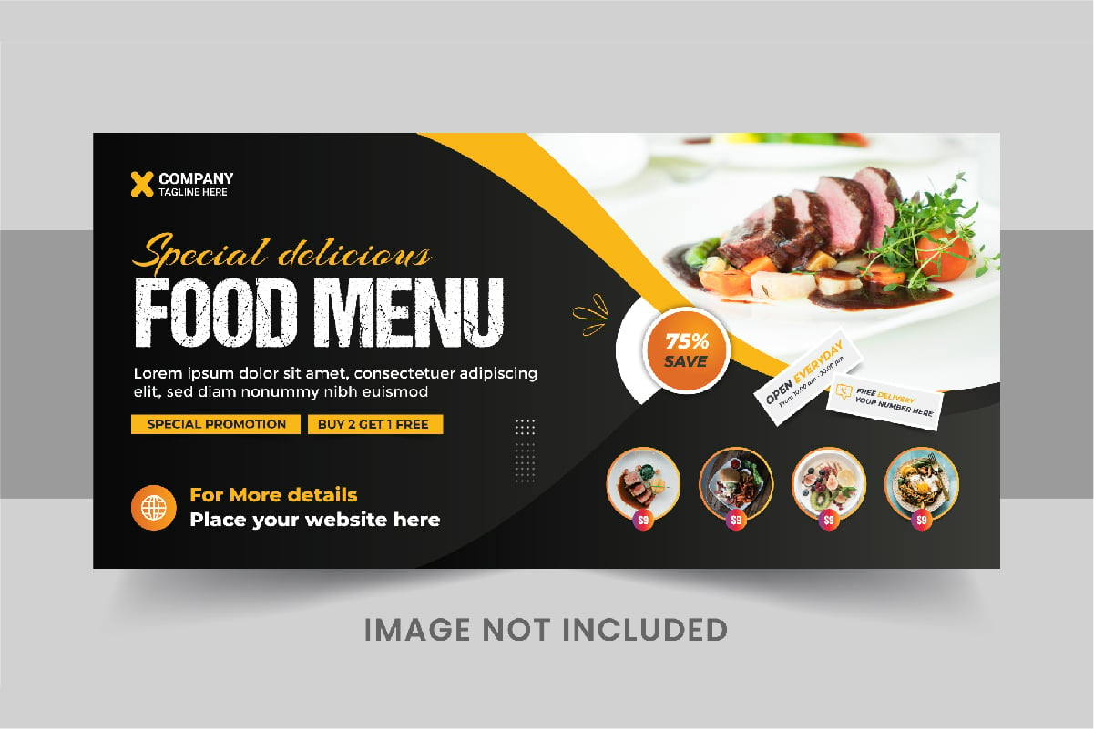 Food Web Banner Template or Food social media cover design