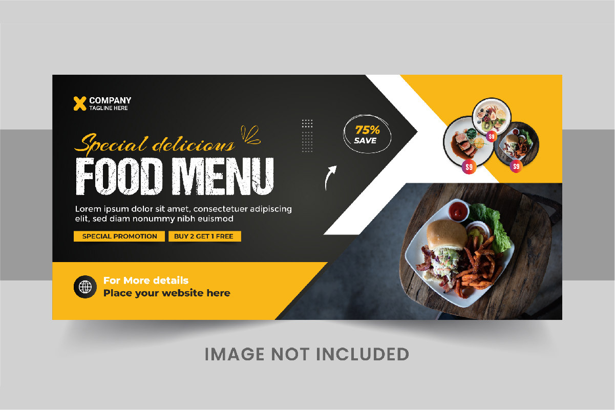 Food Web Banner Template or Food social media cover design template