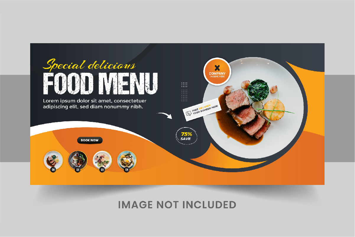 Food Web Banner Template or Food social media cover template design