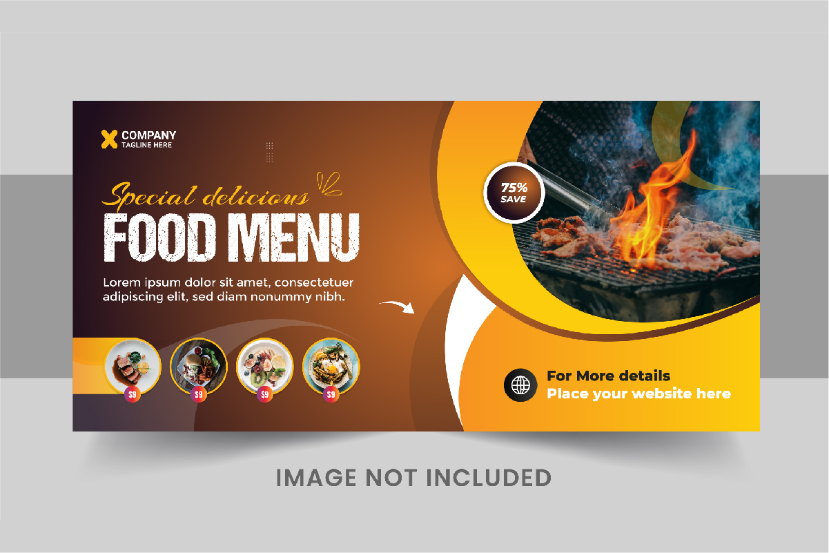 Food Web Banner Template or Food social media cover design layout