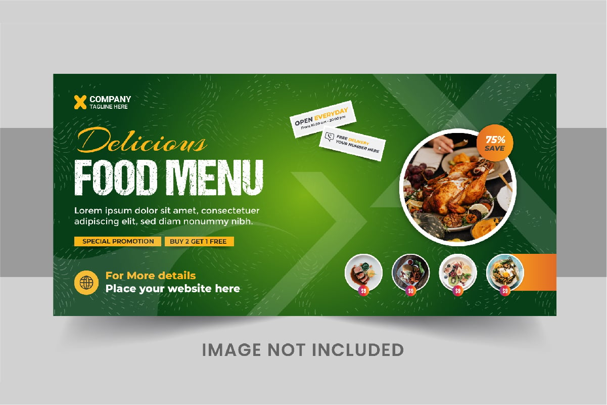 Food Web Banner Template or Food social media cover template layout