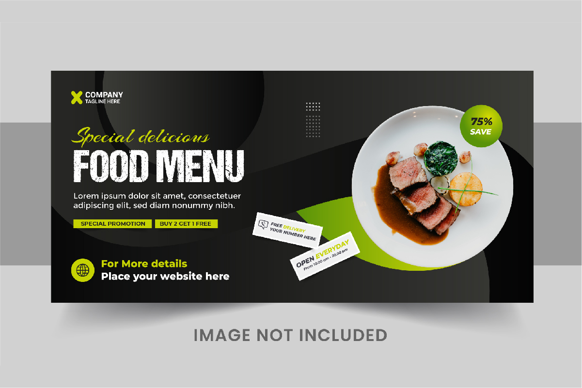 Food Web Banner Template or Food social media cover design template layout