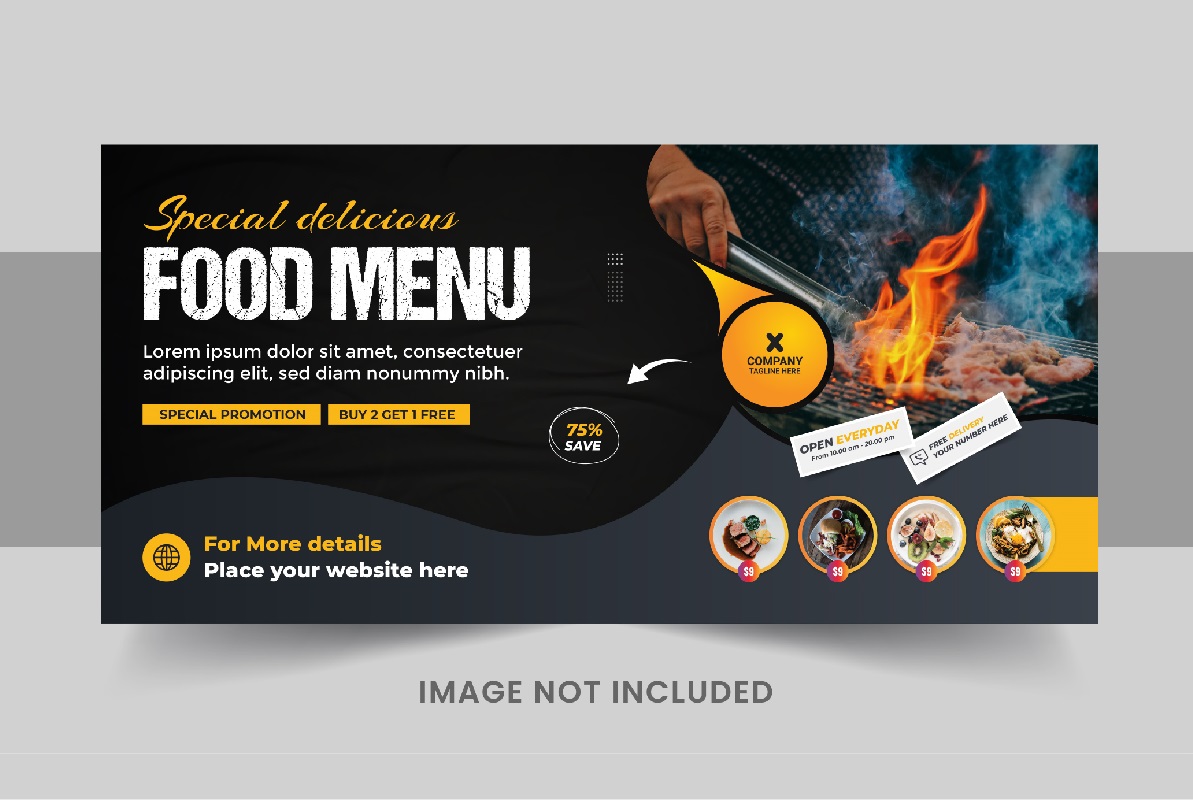 Food Web Banner Template or Food social media cover template design layout