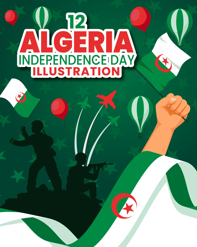 12 Algeria Independence Day Vector Illustration