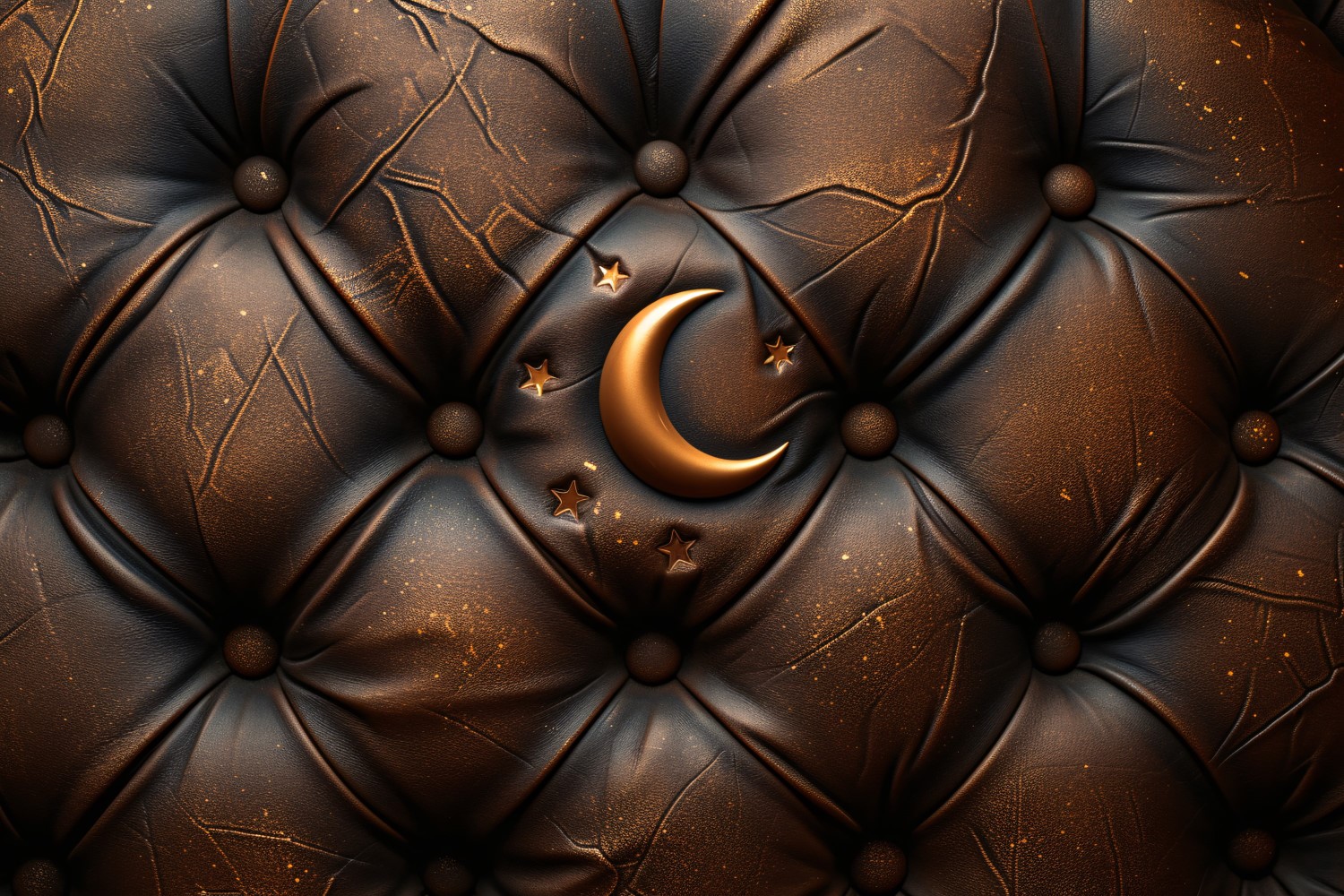 Ramadan greeting banner Golden Moon On Leather Background 01