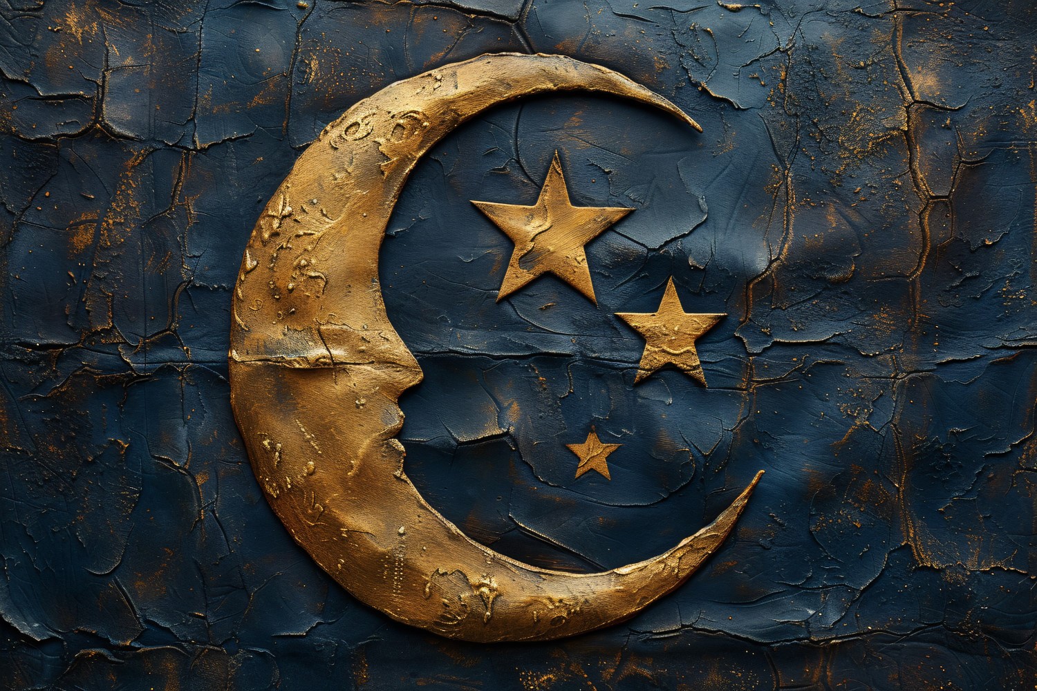 Ramadan greeting banner Golden Moon On Leather Background 06