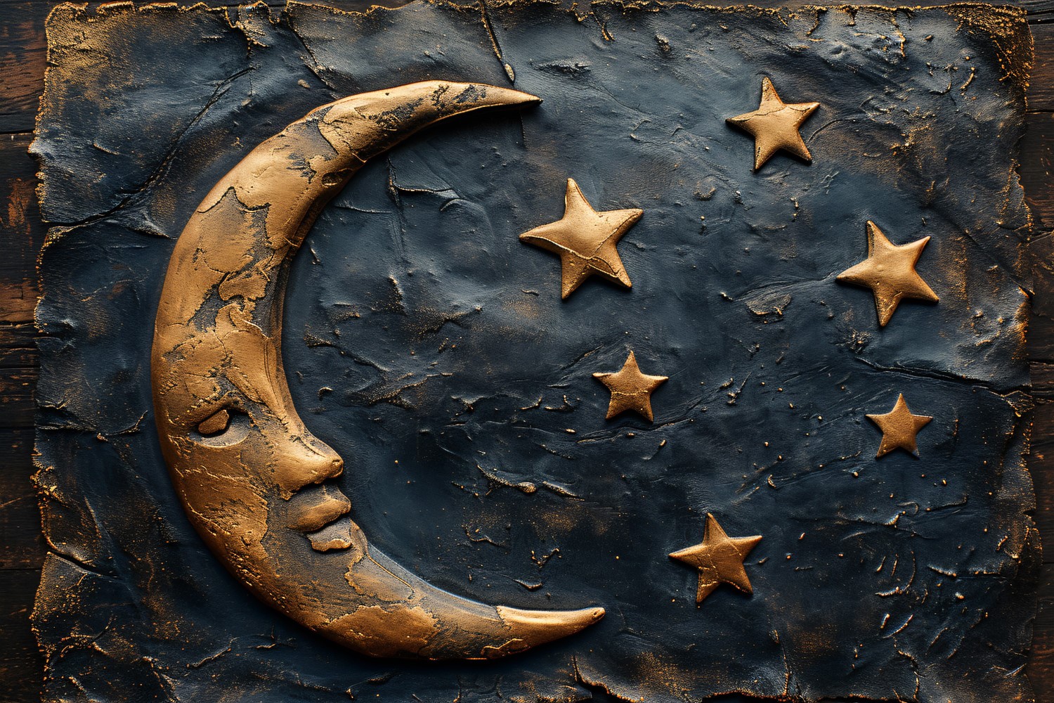 Ramadan greeting banner Golden Moon On Leather Background 07