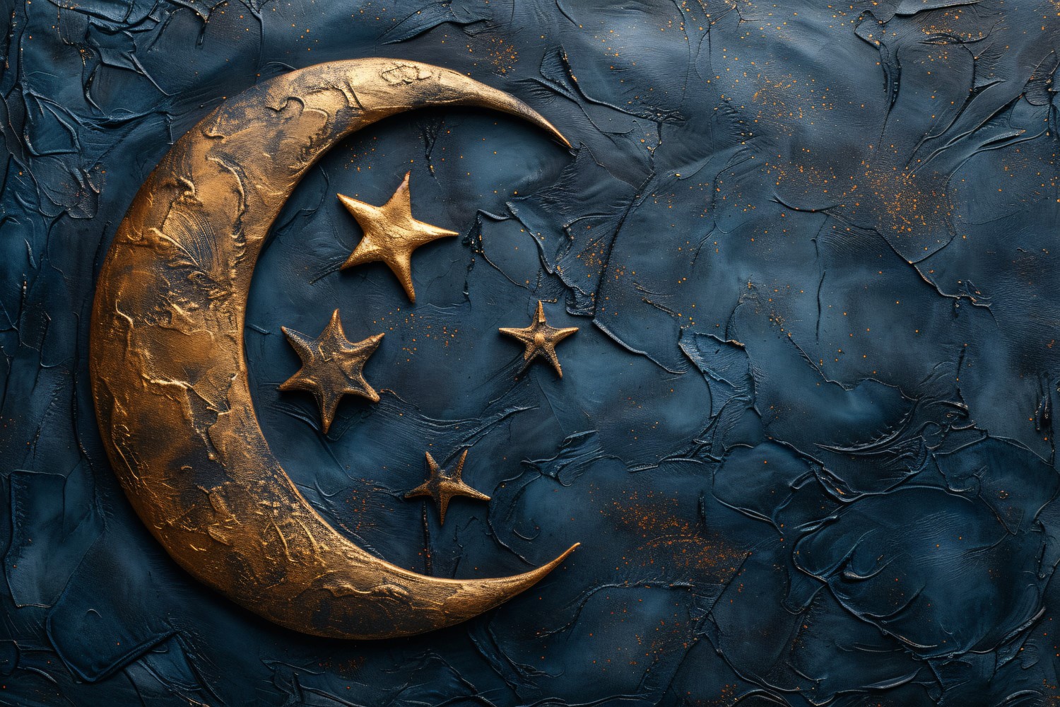 Ramadan greeting banner Golden Moon On Leather Background 08